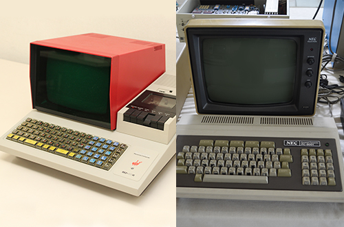 Sharp's MZ-80K (left) and NEC's PC-8001 preserved at the KCG Museum