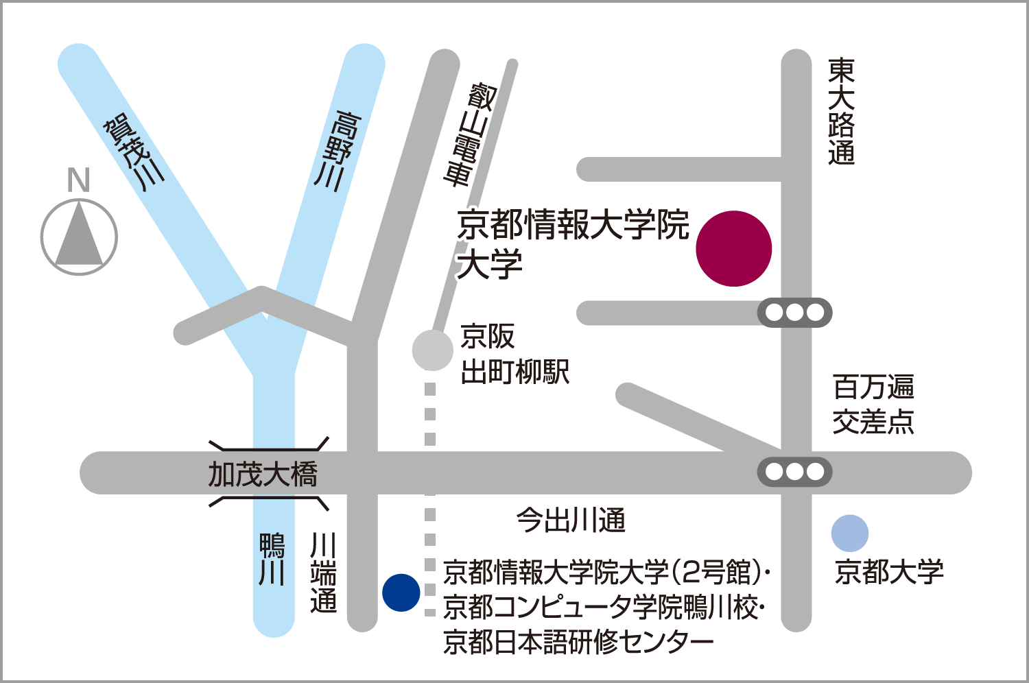 Kyoto College of Graduate Studies for Informatics Hyakumaben Campus and Kyoto College of Graduate Studies for Informatics Building no. 2 map