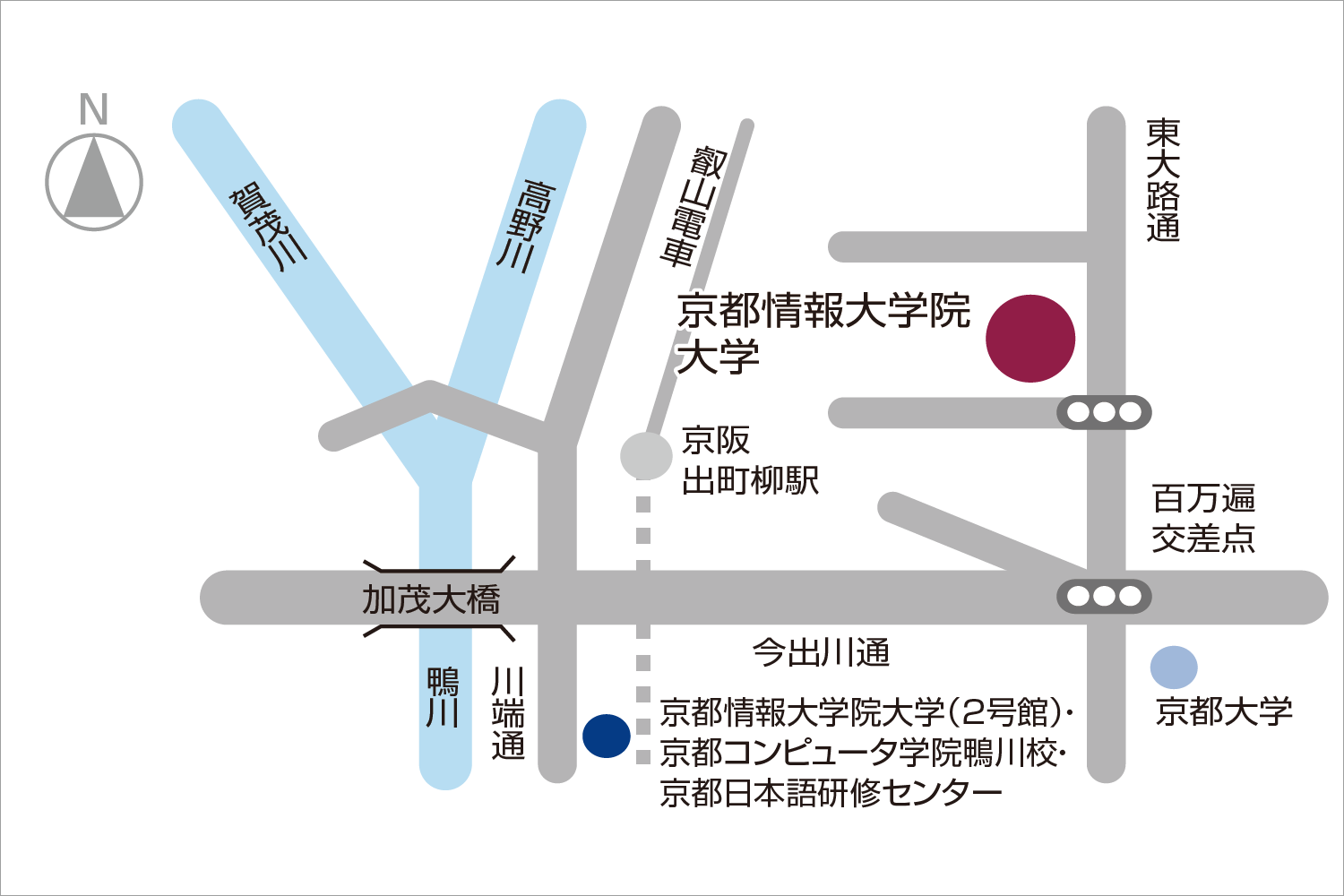 京都情報大学院大学 京都本校 百万遍キャンパス・京都情報大学院大学 2号館 地図