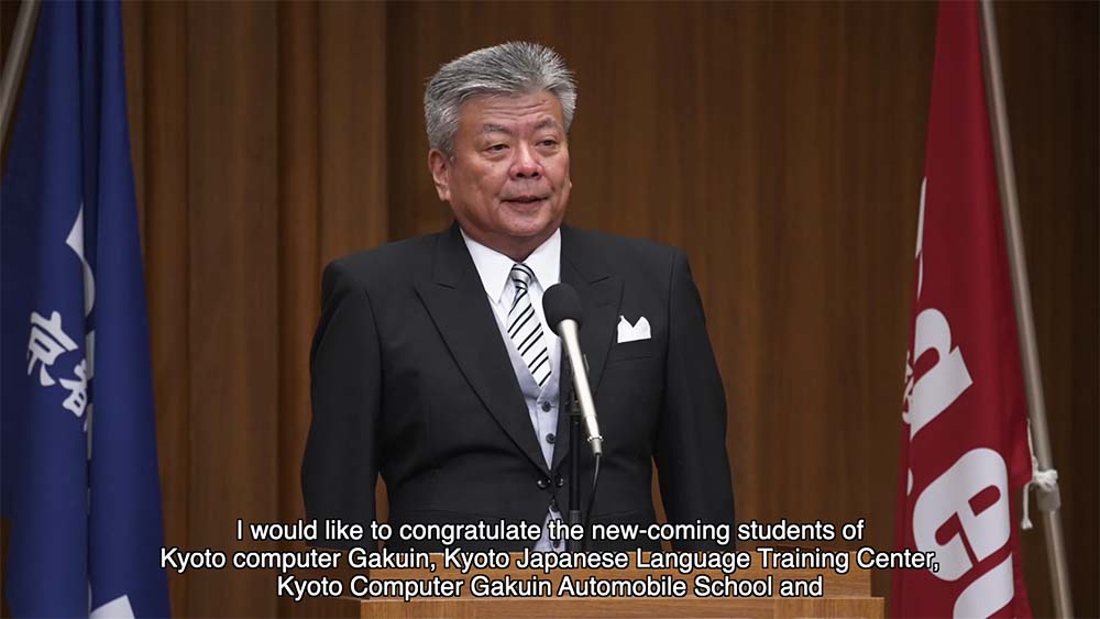 Wataru Hasegawa, KCG Group Chief Executive Officer, delivers his ceremonial address via video streaming.