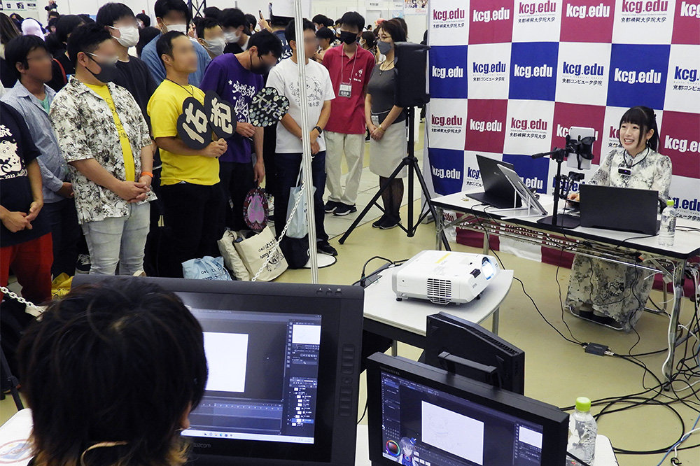 京まふ2023のKCGブースで繰り広げられたアニメーター太田彬彦さんと,人気声優の長野佑紀さんによる作画講演会。YouTube Liveでの配信もされました(2023年9月17日,みやこめっせ)