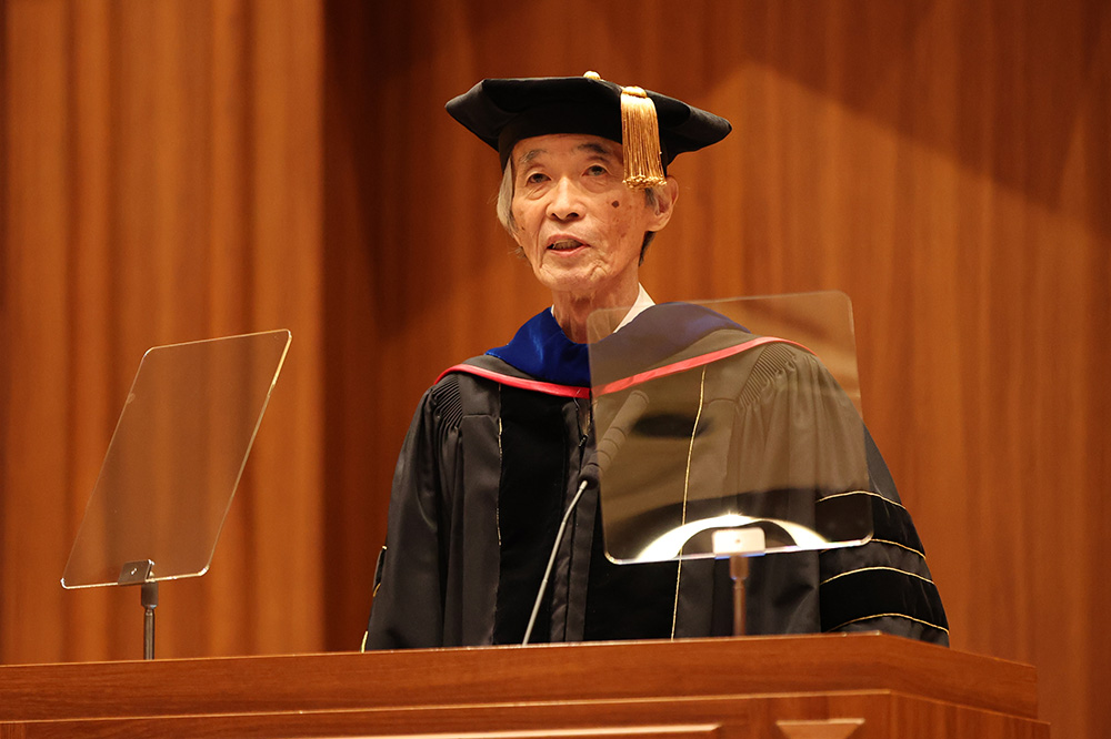 KCGI President Shinji Tomita delivers the ceremonial address.